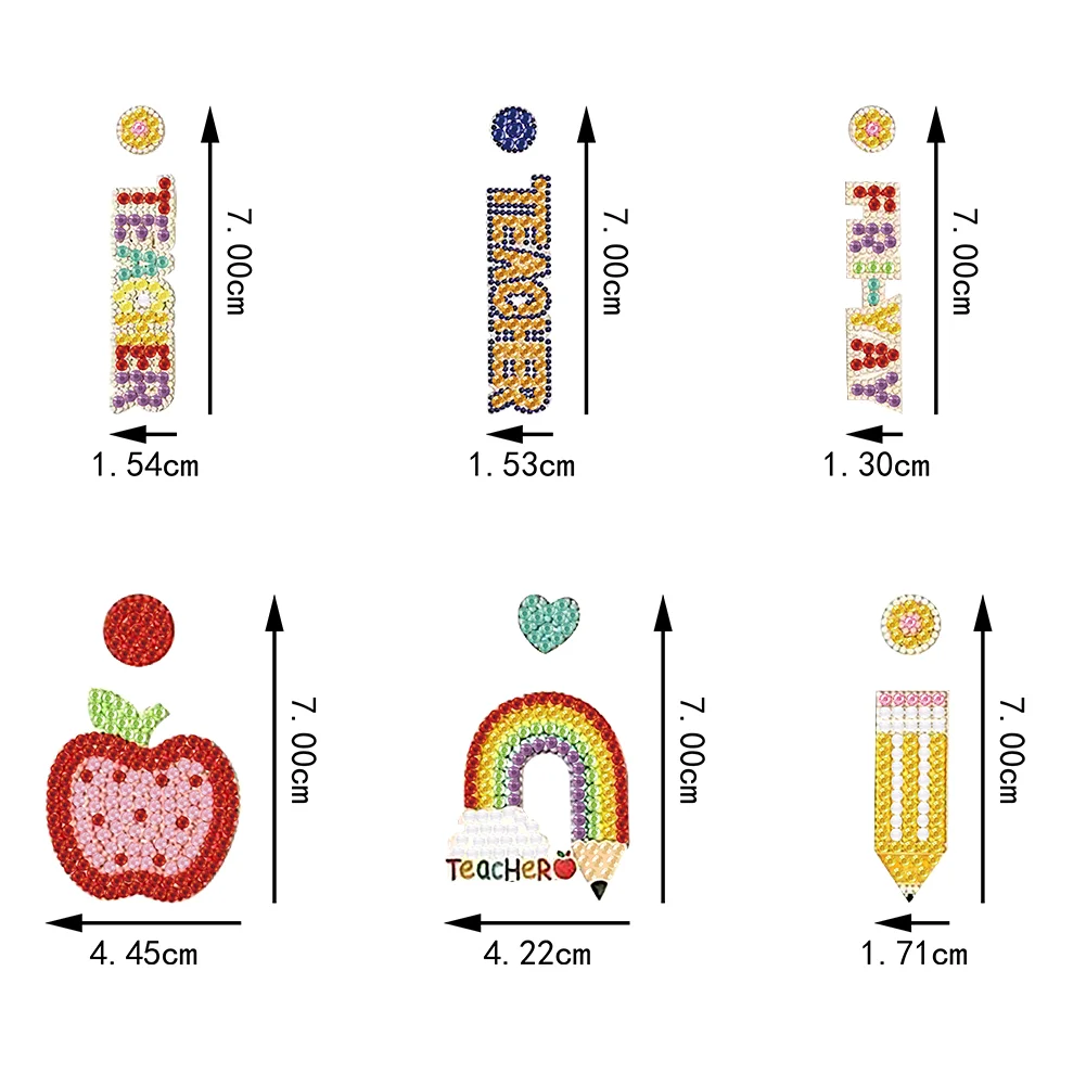 6Pairs DIY Teacher Double Sided Diamond Painting Earrings Mosaic Drill Earring Kits