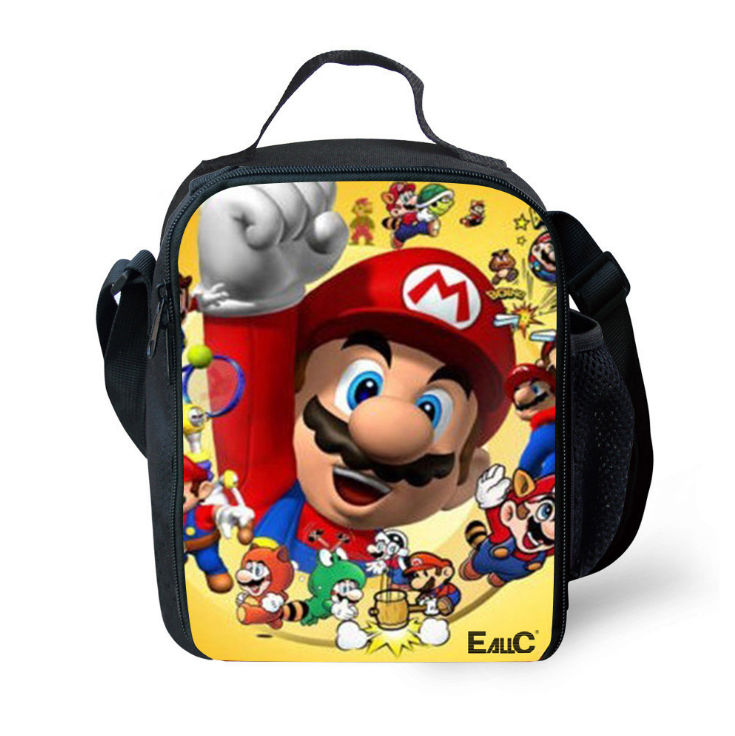 Mayoulove Mario Insulated Lunch Bag for Boy Kids Thermos Cooler Adults Tote Food Lunch Box-Mayoulove