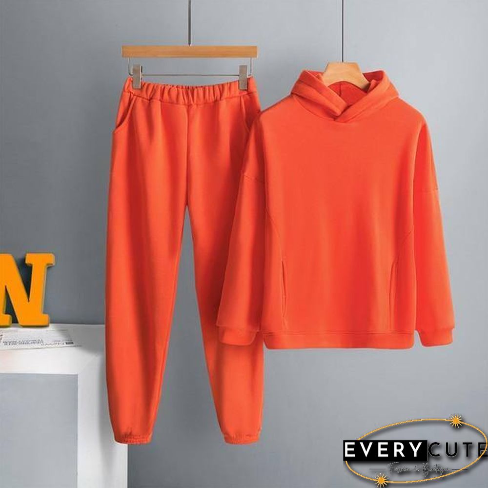 Two Piece Set Casual Fleece Tracksuit Women Winter Women's Sets Oversized Hooded Long Sleeve Hoodie Sport Pants Lady Suit