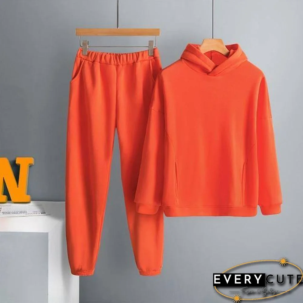 Two Piece Set Casual Fleece Tracksuit Women Winter Women's Sets Oversized Hooded Long Sleeve Hoodie Sport Pants Lady Suit