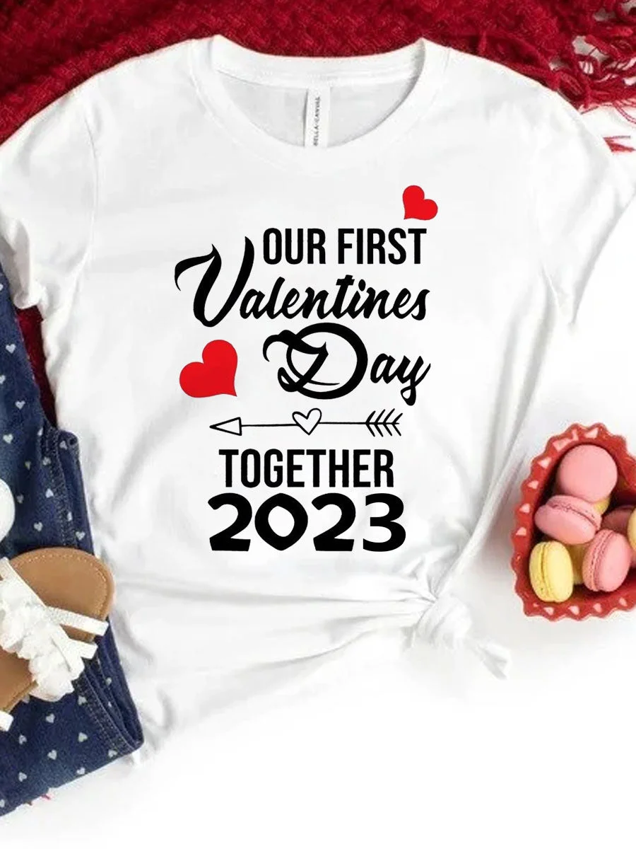 Our First Valentines Day Together 2023 Couple T-shirt