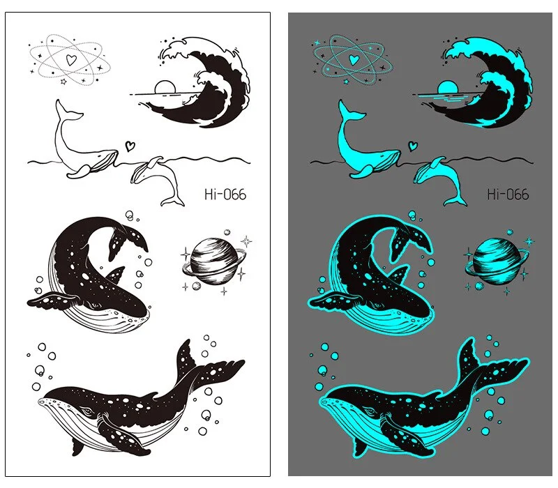 Luminous Tattoo Stickers Temporary Lovely Cat Star Rabbit Snake Animal Festival Party Glowing Cool Face Tatoo for Men Women