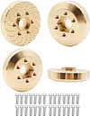AMK 4pcs RC Brass Wheel Weights, Brass Wheel Hex Hub Adapter for 1.9in / 2.2in Beadlock Wheel Rim 1/10 RC Crawler Car Axial SCX10 Capra TRX4 TRX6 (4pcs 15mm Brass Weights)