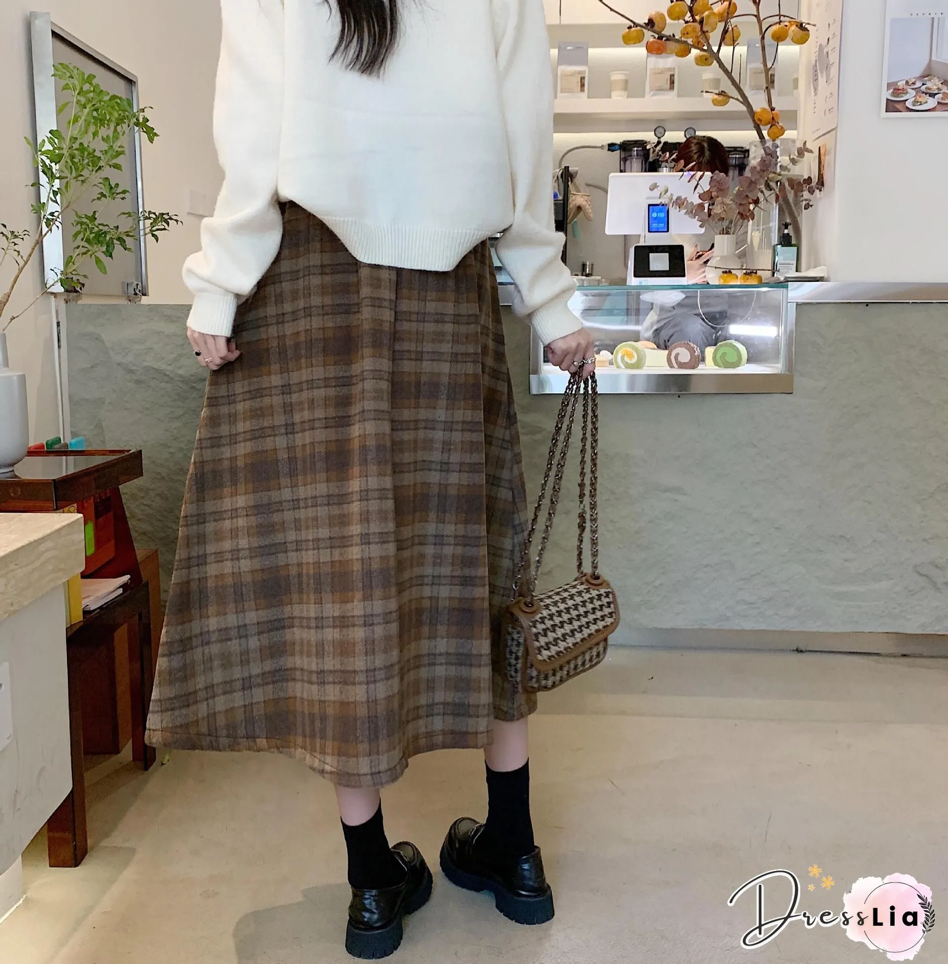 Plaid Printed Vintage Casual A-Line Skirt