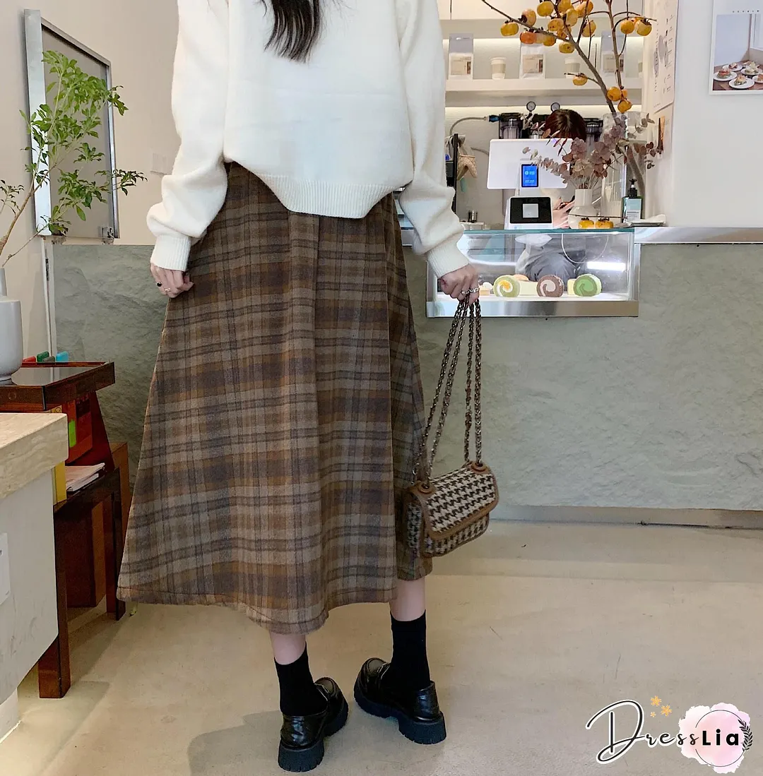 Plaid Printed Vintage Casual A-Line Skirt