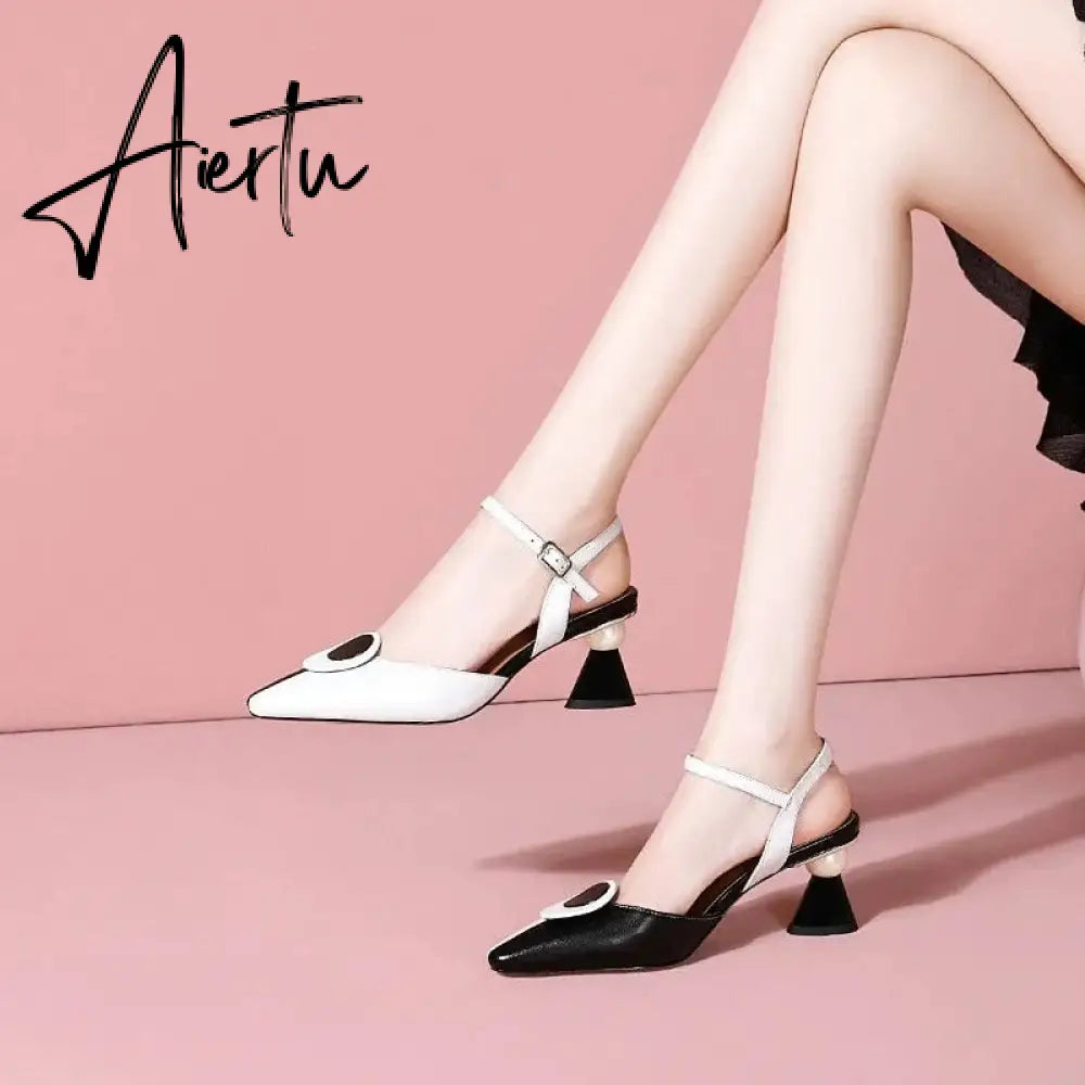Aiertu New Pointed Women Sandals Spring Summer Mid Heel Hollow Shoes Fashion Women's Shoes Obuv Zapatos Mujer Size 41 Aiertu