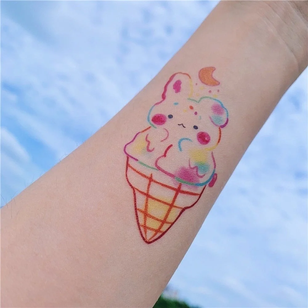 Waterproof Temporary Tattoo Sticker Cartoon Star Cloud Moon Rabbit Cute Dinosaur Flash Tatoo Fake Tatto for Child Kids Men Women