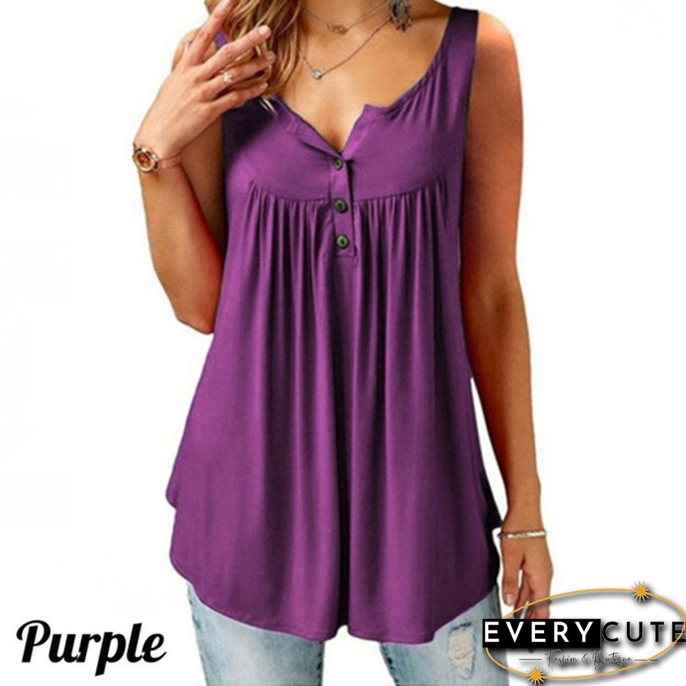 Fashion Women Clothes Spring Summer Casual Sleeveless Camisole Tops Solid Color Cotton Button-down Shirts Ladies Plus Size Loose Cami Tank Top Deep V-neck Halter Blouse