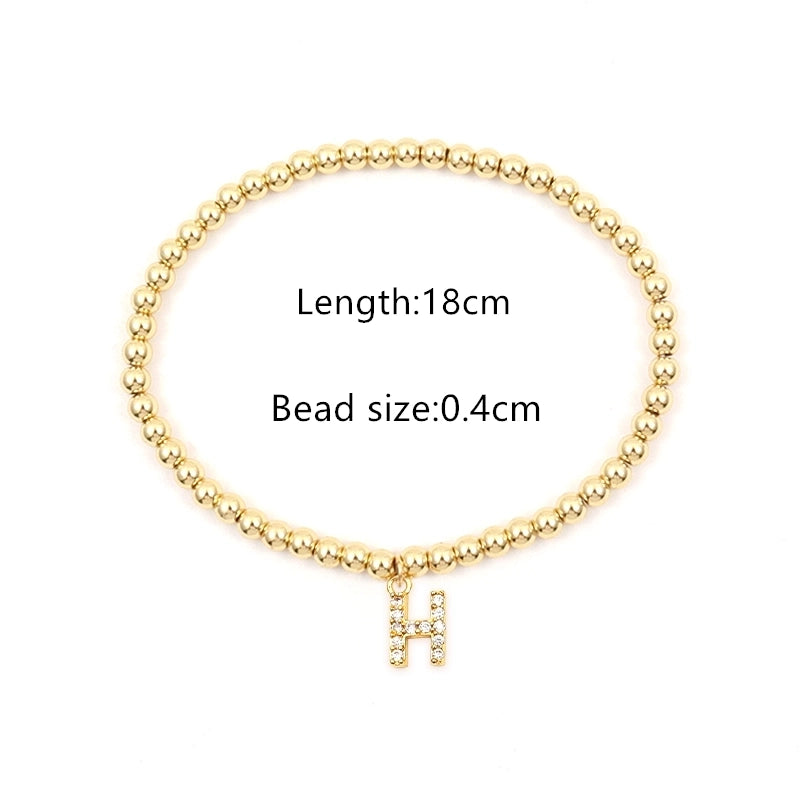 Copper Inlay Letter Zircon Bracelets