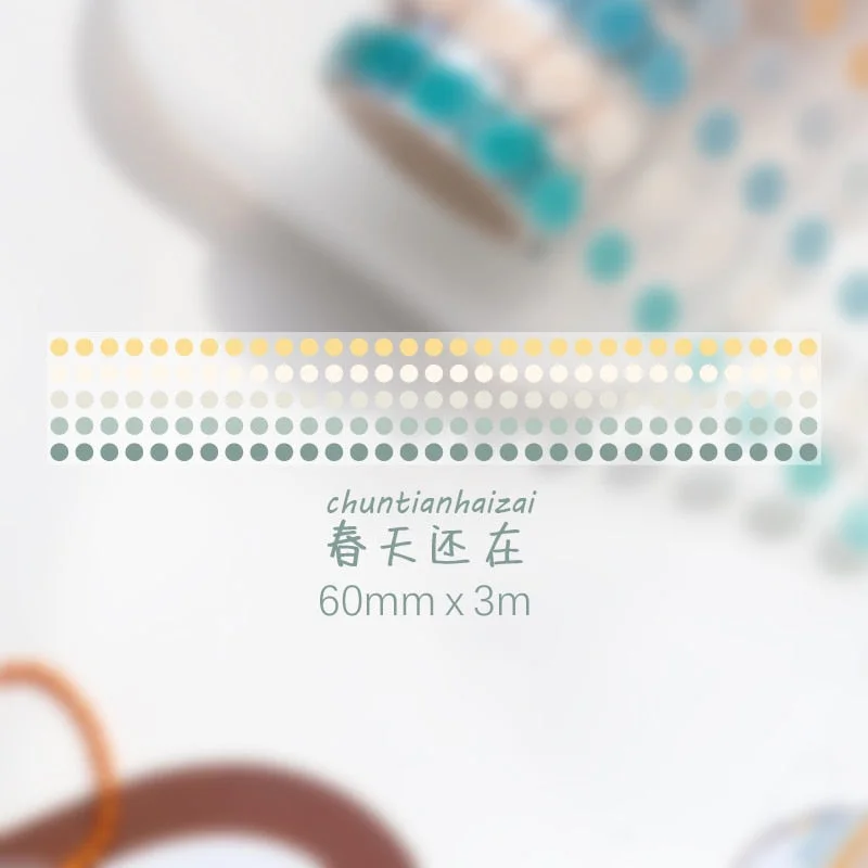 JIANWU 60mm*3m Color World Series Basic Sticker PET Dot Tape Fresh Hand Account Material Decorative Stickers School Supplies