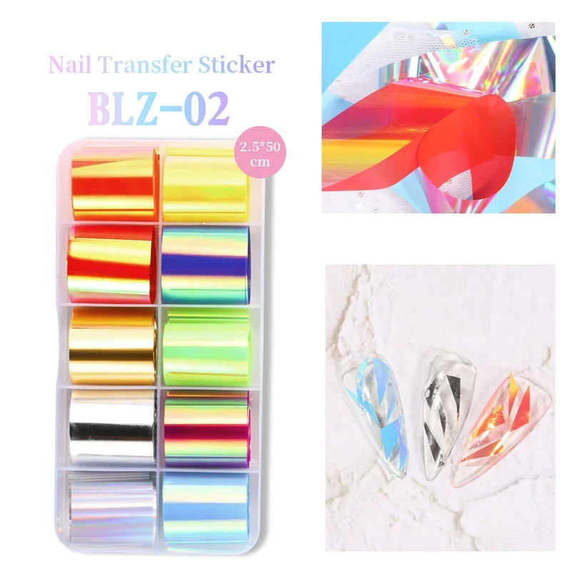 Nail Foils Flowers Nail Stickers Transfer Decals Sliders Christmas Halloween Print Nail Art Decorations DIY Tips Adhesive Wraps