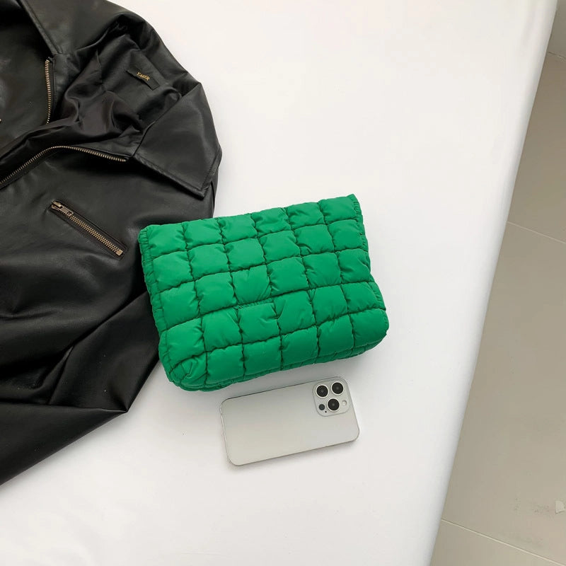 Unisex Cotton Solid Color Elegant Streetwear Sewing Thread Square Zipper Clutch Bag