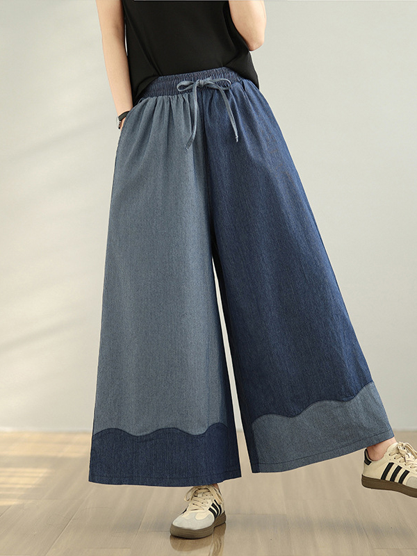 Gradient Colorblock Patchwork Wide Leg Pants