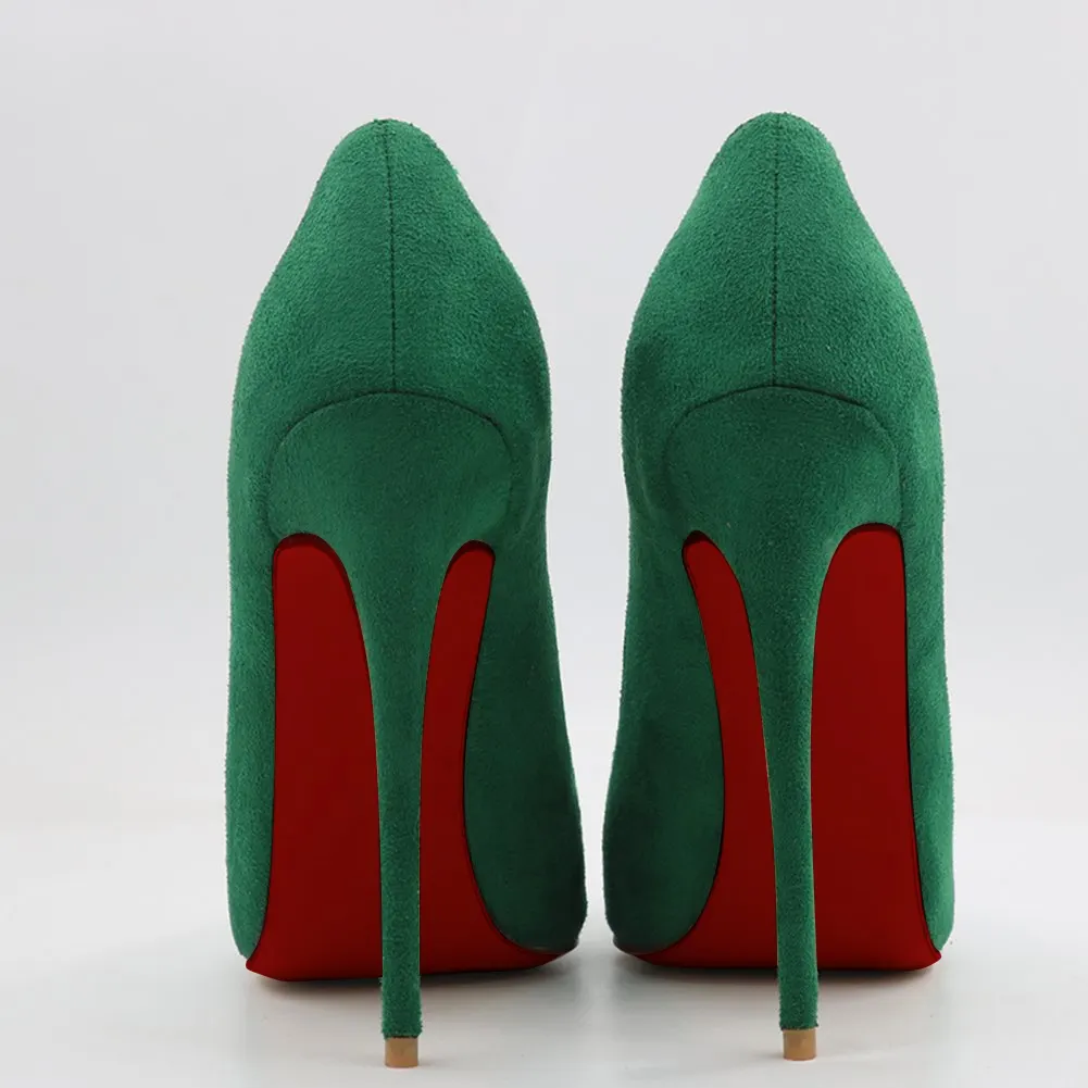 120mm Women's Party Wedding Red Soles Pumps Suede-vocosishoes