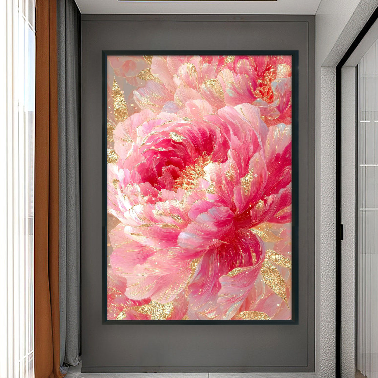 Mona Lisa Brand】9CT Stamped Cross Stitch Golden Peony(60*85cm)