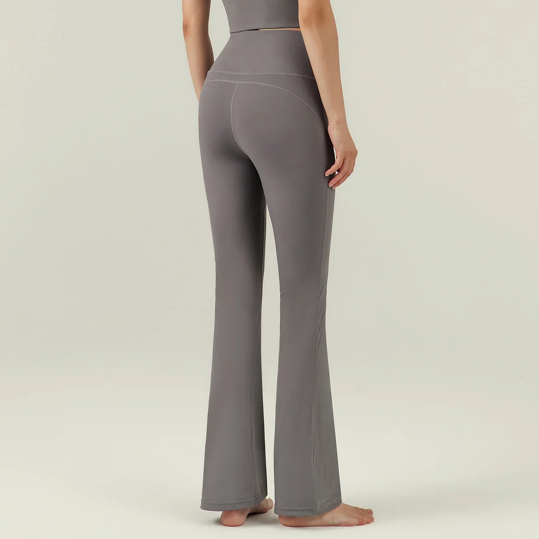 Shop high waist slim fit butt lifting casual petite flared yoga pants outfits online on Hergymclothing Titanium Gray