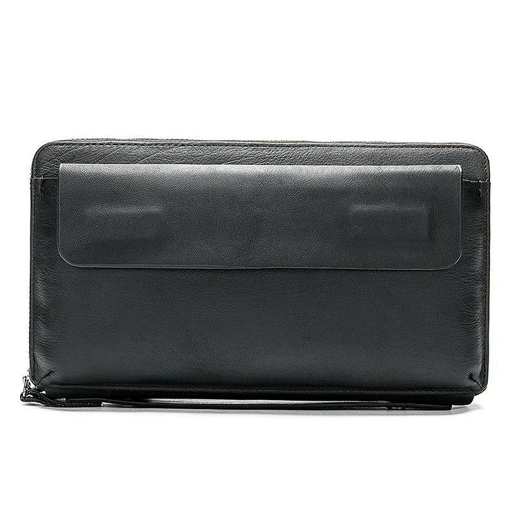 Mens Business Large Capacity Leather RFID Blocking Clutch Bags Wallets