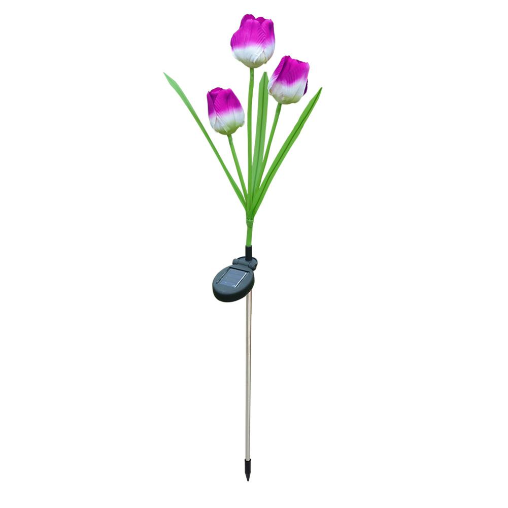 

3 Heads Solar Power LED Simulation Tulip Light Yard Landscape Lamp (Purple), 501 Original