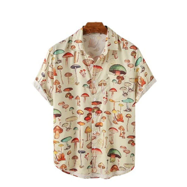 Mushroom Plus Size Short-Sleeved Loose Beach Shirt