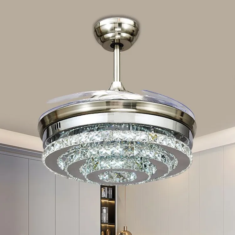 Kirsty ceiling fan with lighting Crystal Chrome, &empty;48CM
