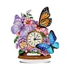 (US Local)Acrylic Special Shape Flower Butterfly Diamond Painting Clock for Home Office