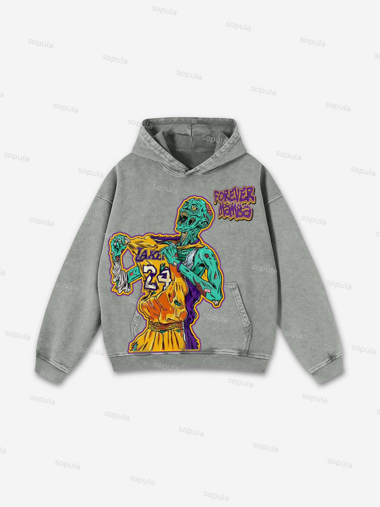 Vintage Basketball Legend Graphic Washed Hoodie - SOPULA