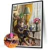Diamond Painting-Round AB Drill Cat Reading Books(45*55CM)