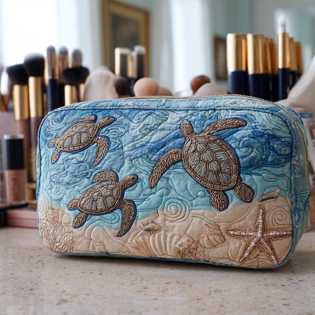 Turtle Waves Quilted Makeup Bag NCU0DK10240