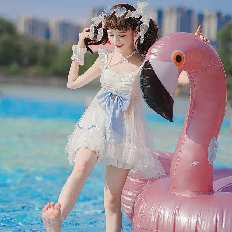 Sweet Mermaid Princess Halter Dress Swimsuit SP17428