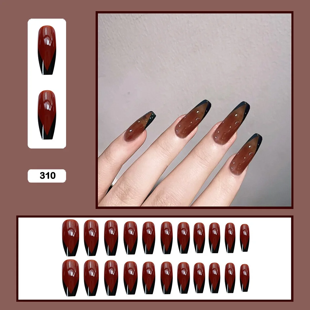 French V Simplicity Elegant Trapezoidal Wearable Fake Nails-Nail Inspo