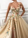 Beige Unique Bridal Enchanted Forest Cottagecore Floral Prom Dress Ball Gown Fairycore Whimsical Royalcore Floor Length Formal Evening Tulle