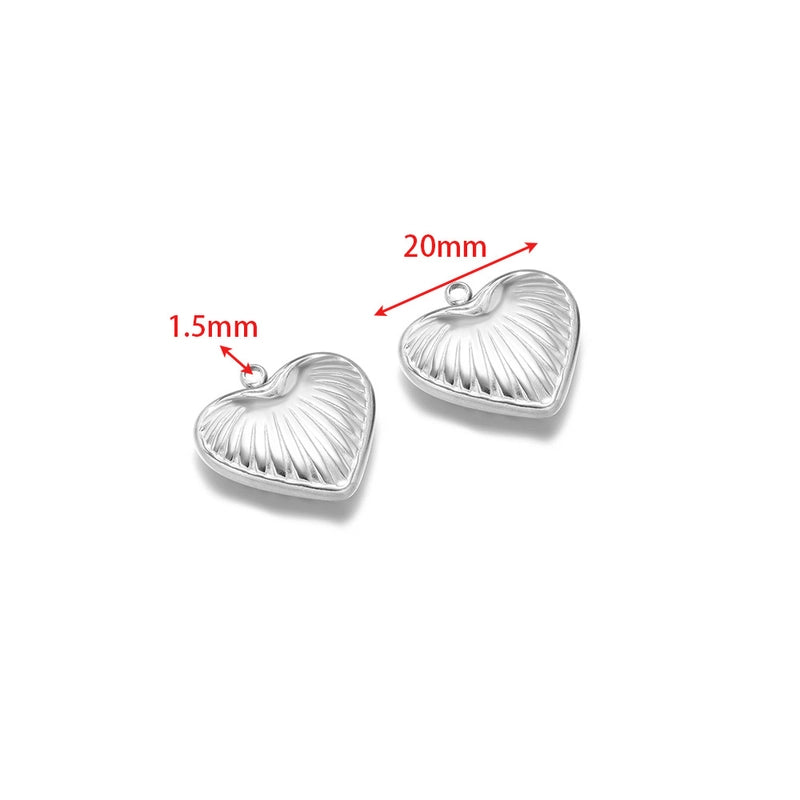 5 PCS/Package 14*17mm 304 Stainless Steel Heart Shape Pendant Jewelry Accessories