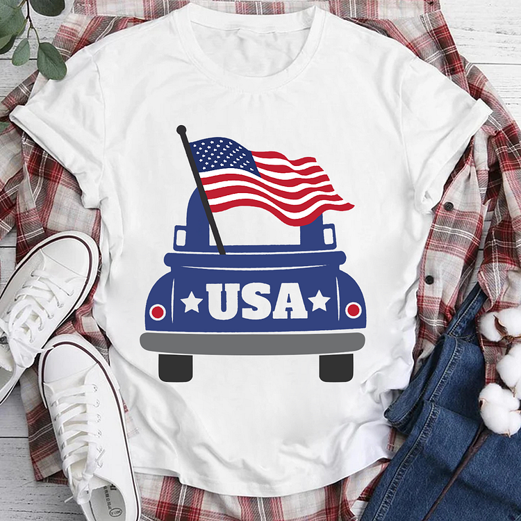 ANB - 4th Of July Independence Day USA Flag T-shirt Tee