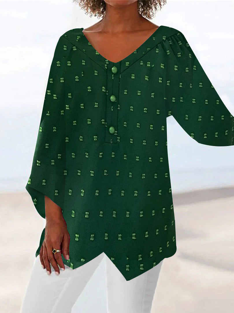 Women Long Sleeve V-neck Graphic Floral Printed Top