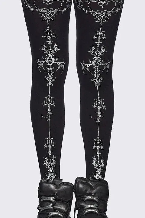 Dark Cross Print Gothic Socks