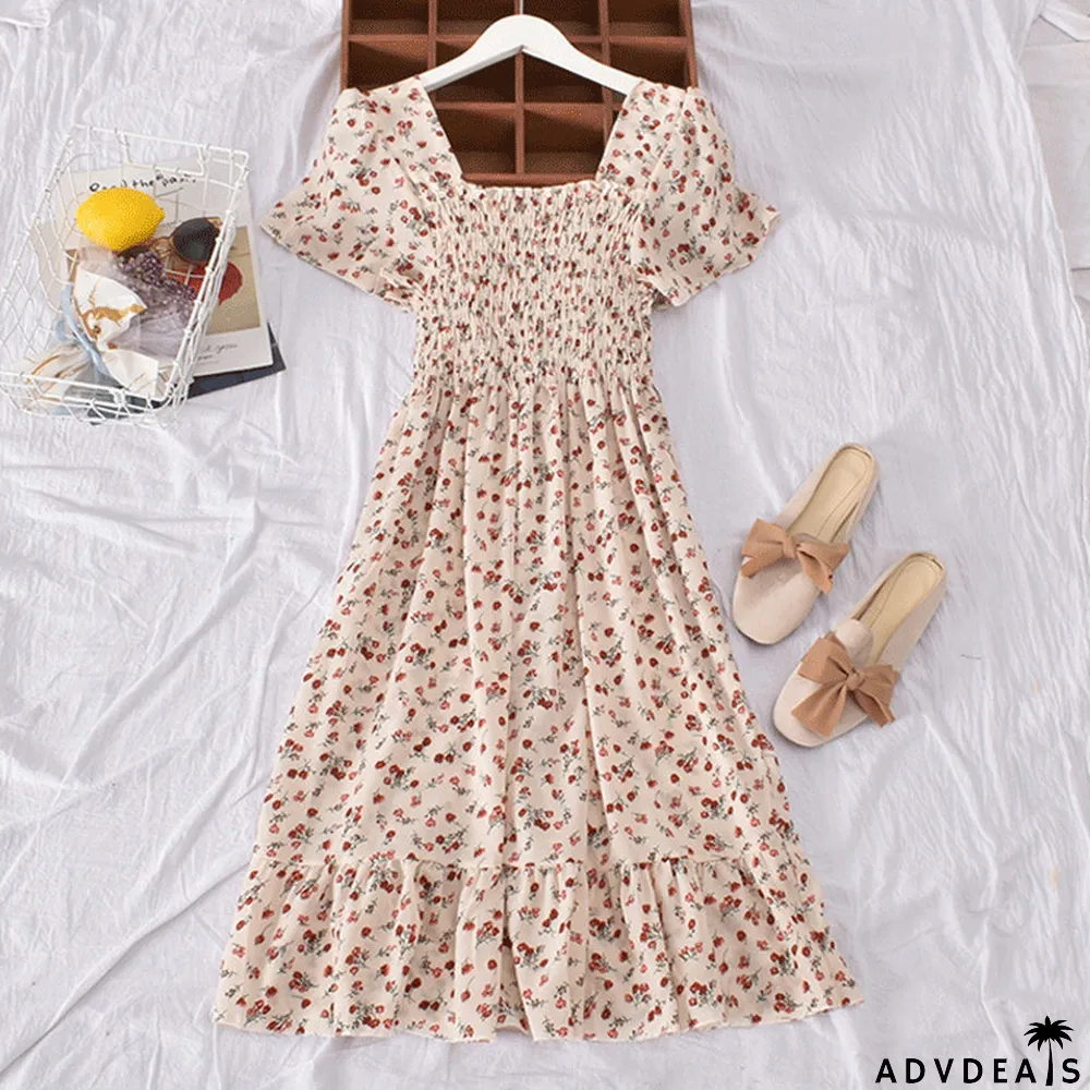 Women Short Sleeve Floral Dress