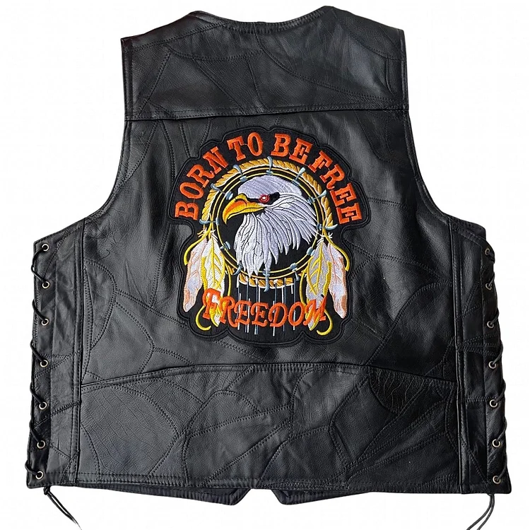 LUCUSS Alphabet Eagle Super Cool Embroidered Badge Biker Riding Vest