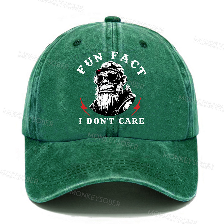 Fun Fact I Don't Care Washed Baseball Caps