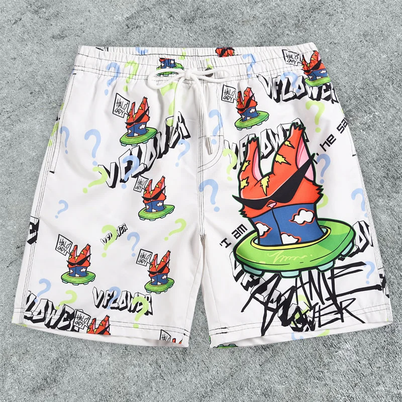 Cartoon graffiti seaside outdoor casual shorts