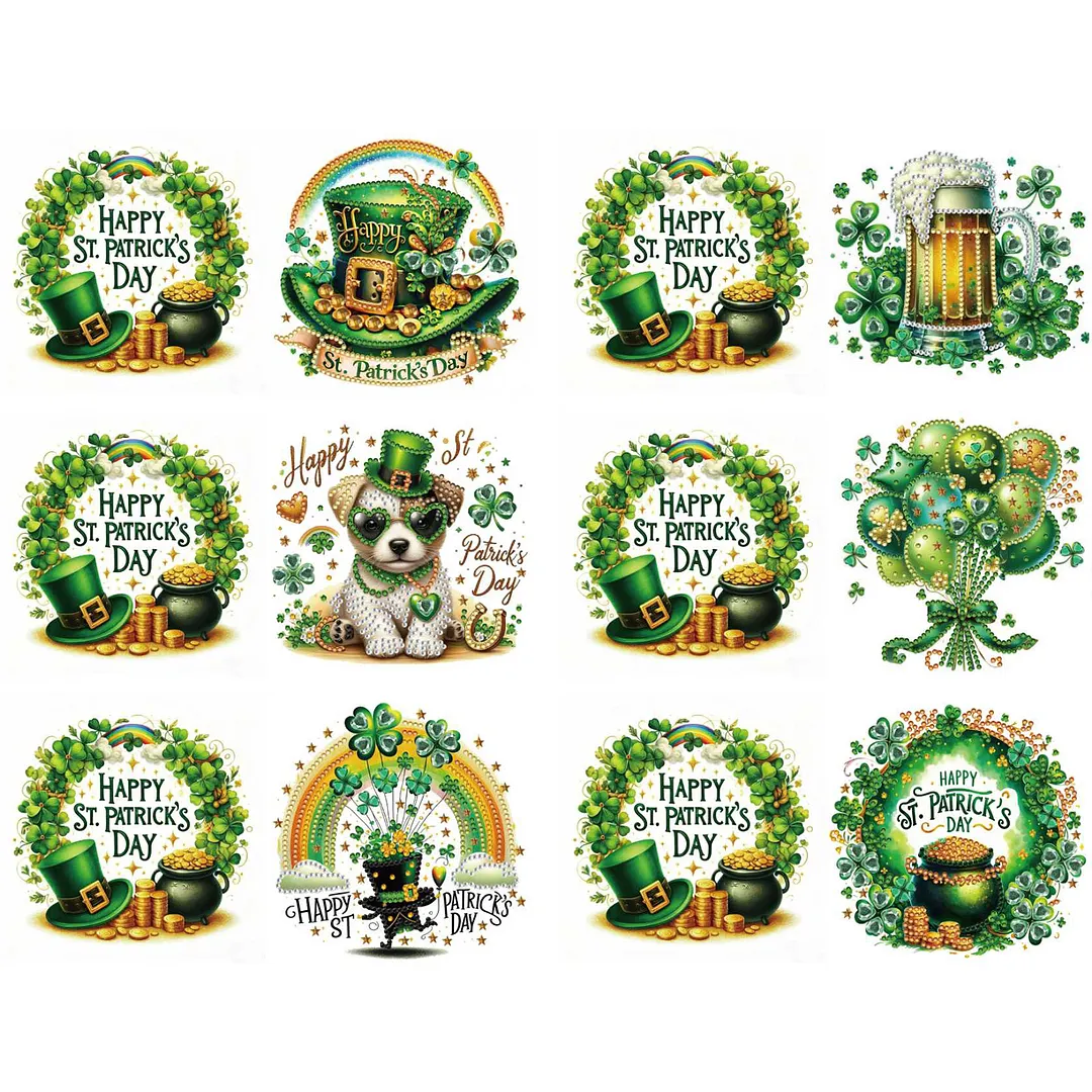 6Pcs Happy St.Patrick Day DIY Diamond Painting Greeting Card Set with Envelopes Diamond Art Handmade Cards for Beginner Adult Holiday Gifts
