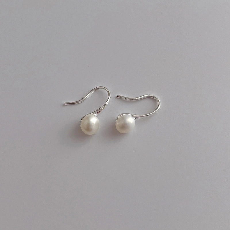 1 Pair Elegant Geometric Plating Sterling Silver Pearl Earrings