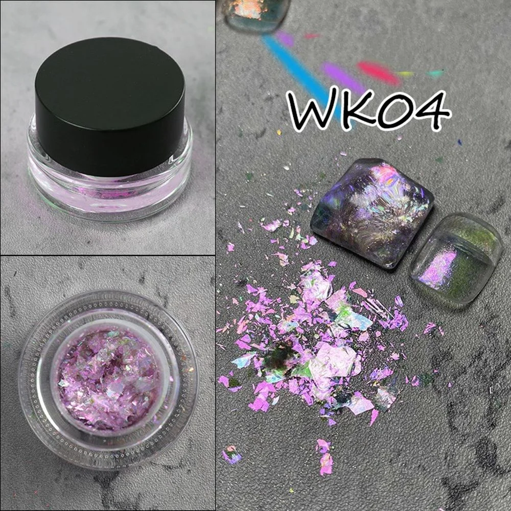 Crystal Fire Opal Star Aurora Nail Art Cloud Brocade Flakes Chrome Powder Edelweiss Glitter Powder for Eyeshadow DIY Manicure-Nail Inspo