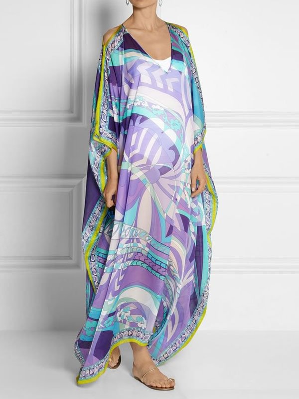 Color-block temperament kaftan women's dress
