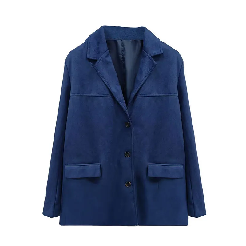 Uveng Uveng Autumn And Winter New Women's Wear Temperament Retro Brown Loose Pocket Long Sleeve Suit Jacket Female