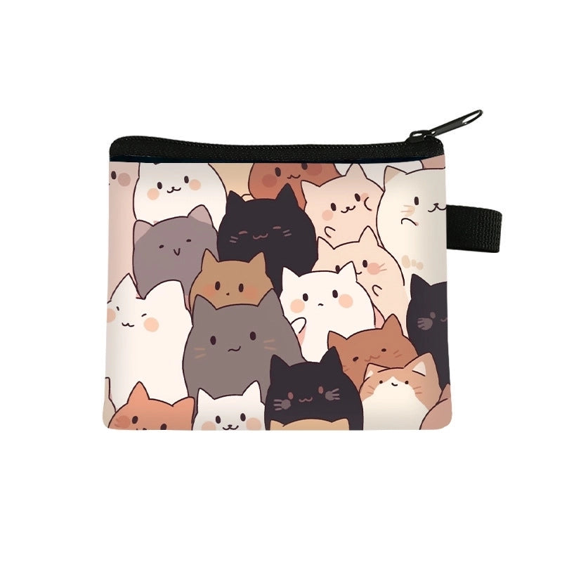 Unisex Cat Polyester Zipper Coin Purses