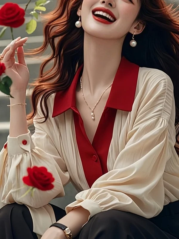Athvotar Athvotar French Chiffon Shirts Spring 2025 New Chic Long Sleeve Clip Shirts