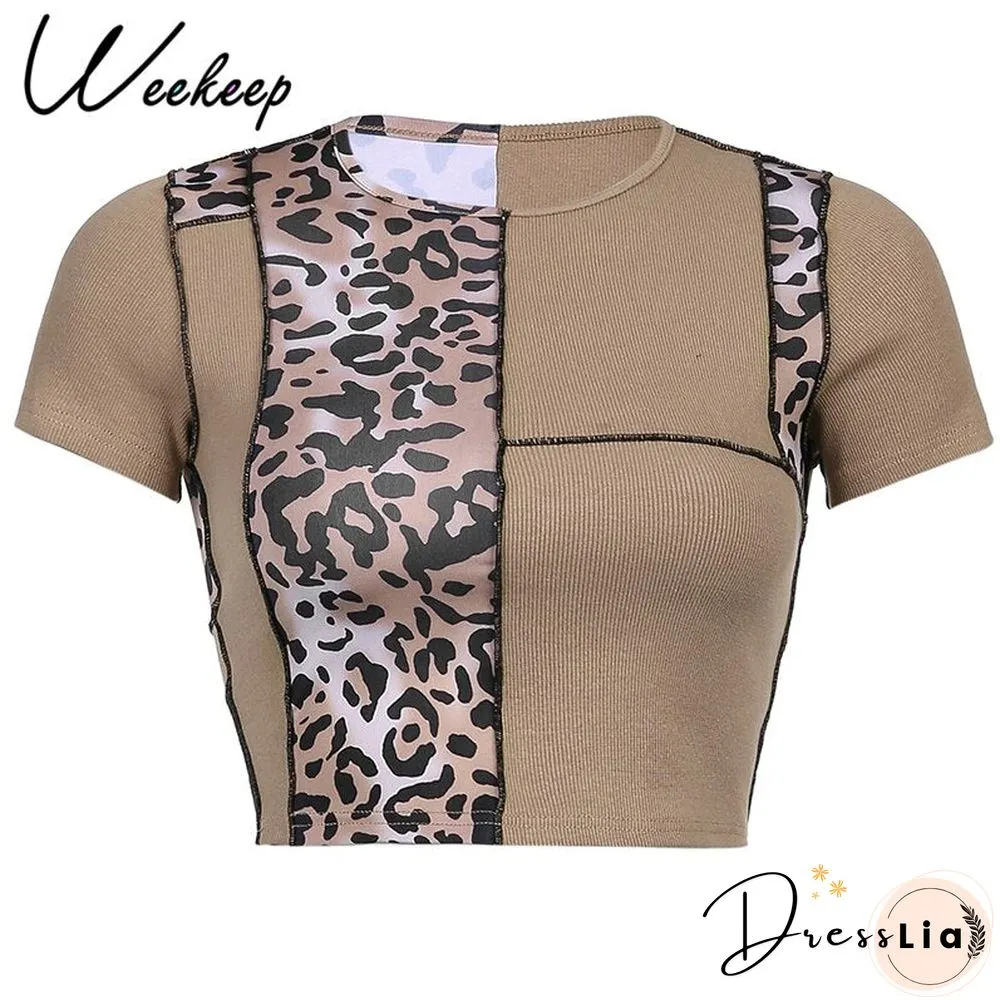 Womens White Short Sleeve Shirt Cropped Embroidery O-Neck Knitted T-Shirt