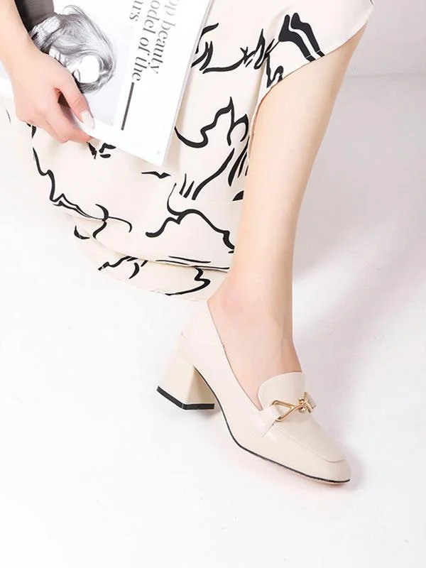 Casual two-wear thick-heeled fashionable head comfort high-heel loafers
