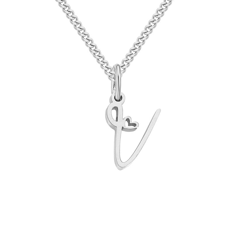 Stainless Steel Minimalist Plating Letter Solid Color Pendant Necklace