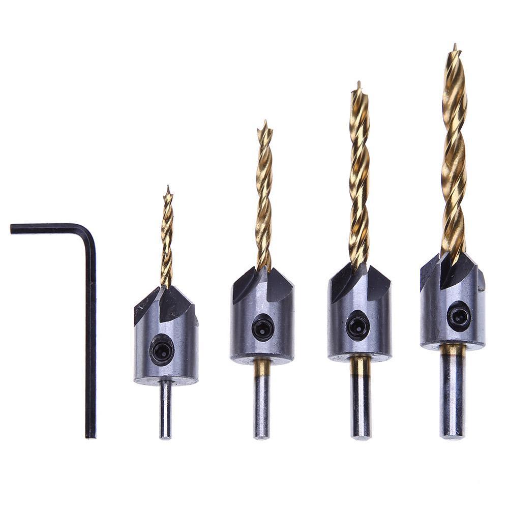 

4pcs 3-6mm Drill Bit Set Woodworking Countersink Chamfers Home Tools, 501 Original